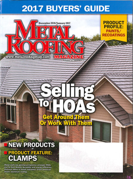 Metal Roofing Magazine - Jan 2017 article screenshot