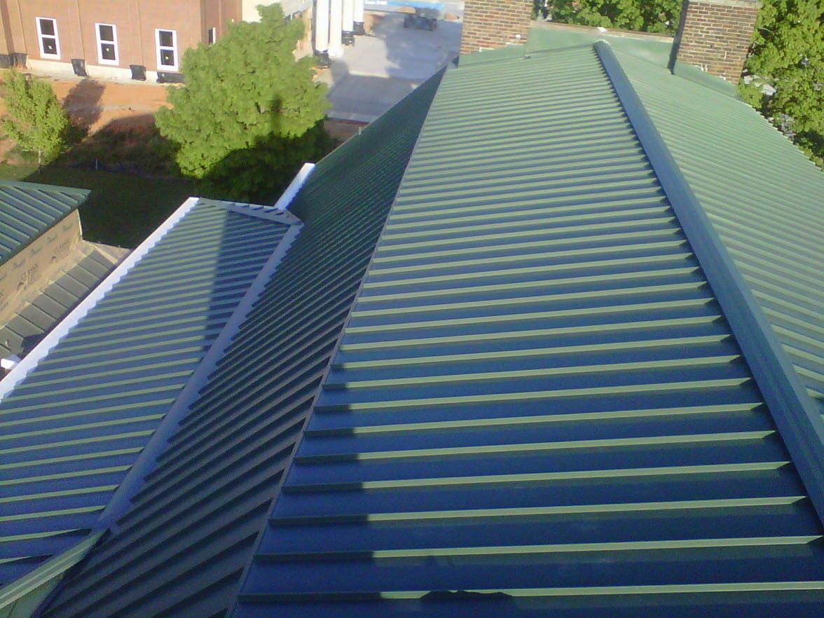 clicklock standing seam metal roofing forest green