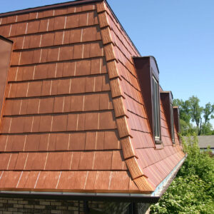 oxford shingle metal roofing copper penny mansard roof