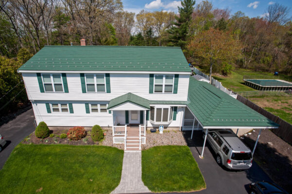oxford shingle metal roofing forest green