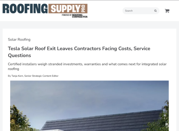 tesla exits roofing business article